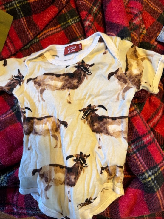 Milkbarn Other - Milkbarn Cream Bodysuit with Brown Goat Print